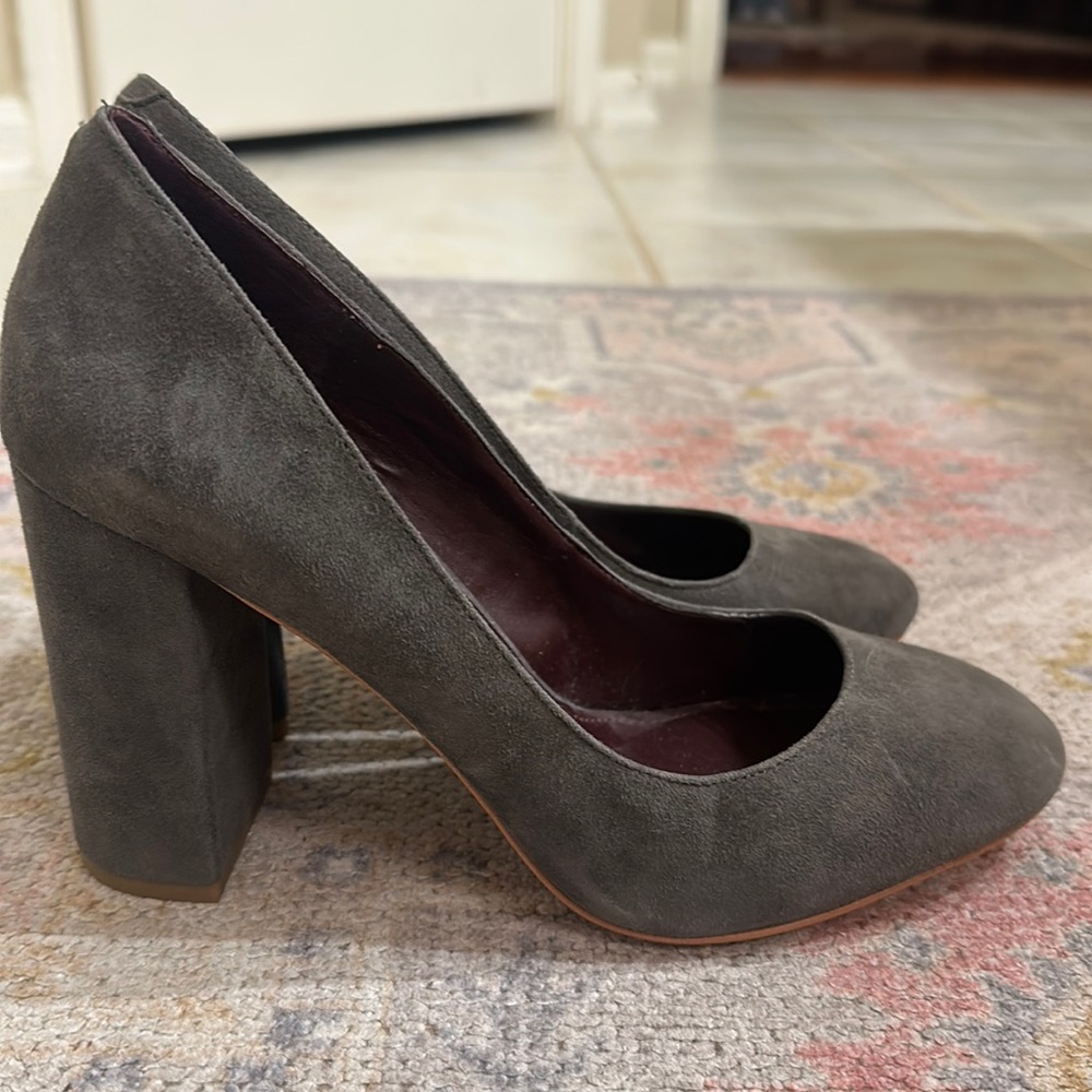 BCBG Grey Suede Heels